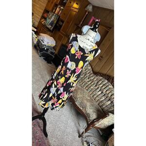 Vintage 90s rayon tropical drinks dress